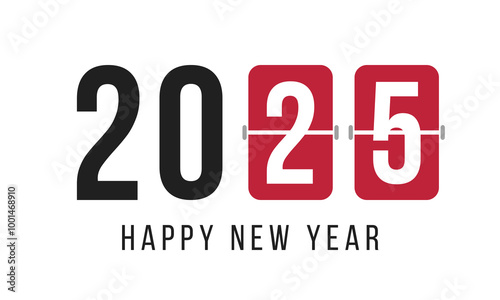 2025 happy new year poster, greeting card or social media post template, white background vector illustration