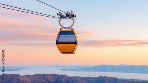 Morning mist over the Christchurch Gondola, with a stunning view of the city, the Canterbury Plains, and the Pacific Ocean photo