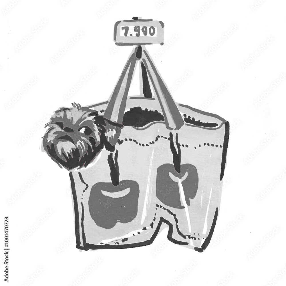 illustration of a dog with a bag illustration of a dog with a bag