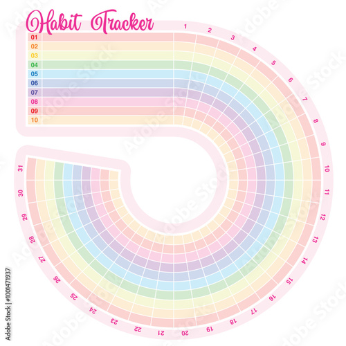 Rainbow habit tracker template