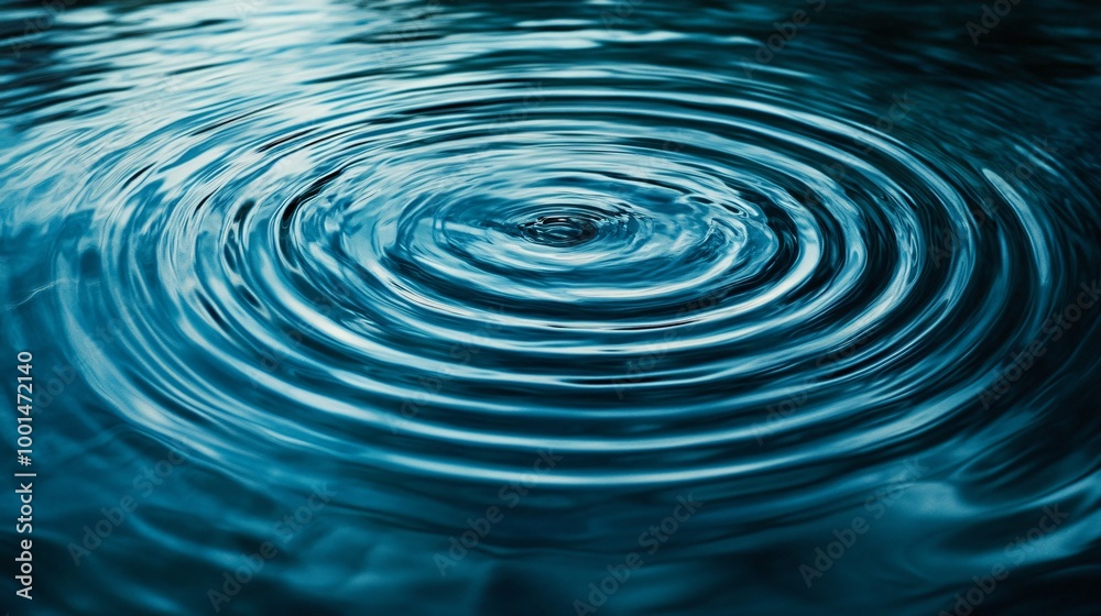 Abstract ripples and concentric circles created by a drop of water on a blue surface. Abstract ripples and concentric circles created by a drop of water on a blue surface.
