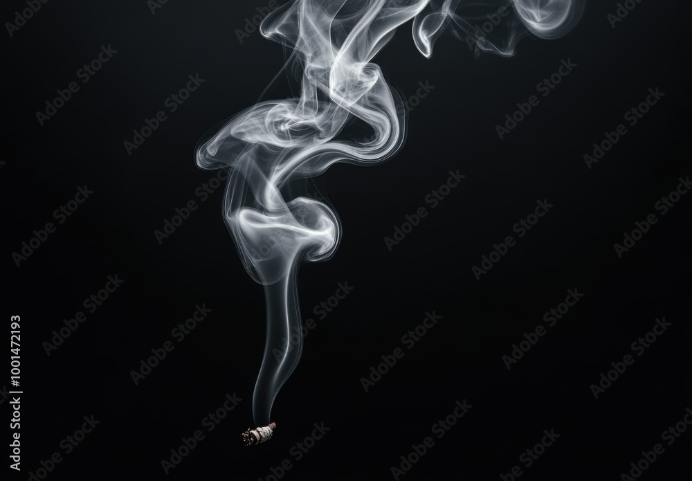 white smoke rising from the tip of an incense stick white smoke rising from the tip of an incense stick