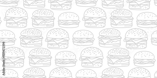 doodle burger pattern background. doodle fast food burger seamless pattern background. seamless pattern of burger in doodle style. Seamless Pattern of a Cheese Burger or Hamburger. hamburger pattern.