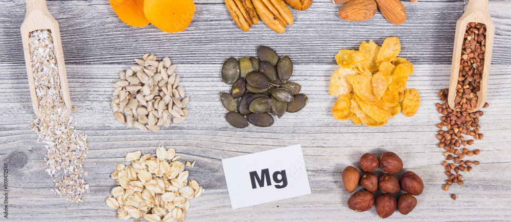 Fototapeta premium Healthy food as source natural magnesium and other vitamins and minerals