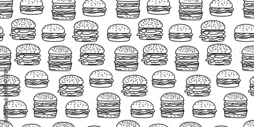 doodle burger pattern background. doodle fast food burger seamless pattern background. seamless pattern of burger in doodle style. Seamless Pattern of a Cheese Burger or Hamburger. hamburger pattern.
