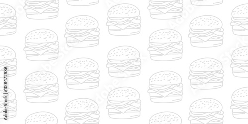doodle burger pattern background. doodle fast food burger seamless pattern background. seamless pattern of burger in doodle style. Seamless Pattern of a Cheese Burger or Hamburger. hamburger pattern.