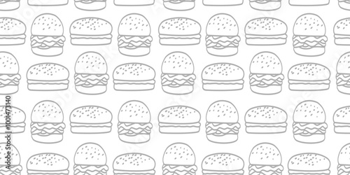 doodle burger pattern background. doodle fast food burger seamless pattern background. seamless pattern of burger in doodle style. Seamless Pattern of a Cheese Burger or Hamburger. hamburger pattern.