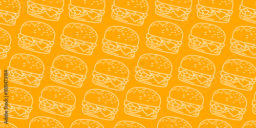doodle burger pattern background. doodle fast food burger seamless pattern background. seamless pattern of burger in doodle style. Seamless Pattern of a Cheese Burger or Hamburger. hamburger pattern.