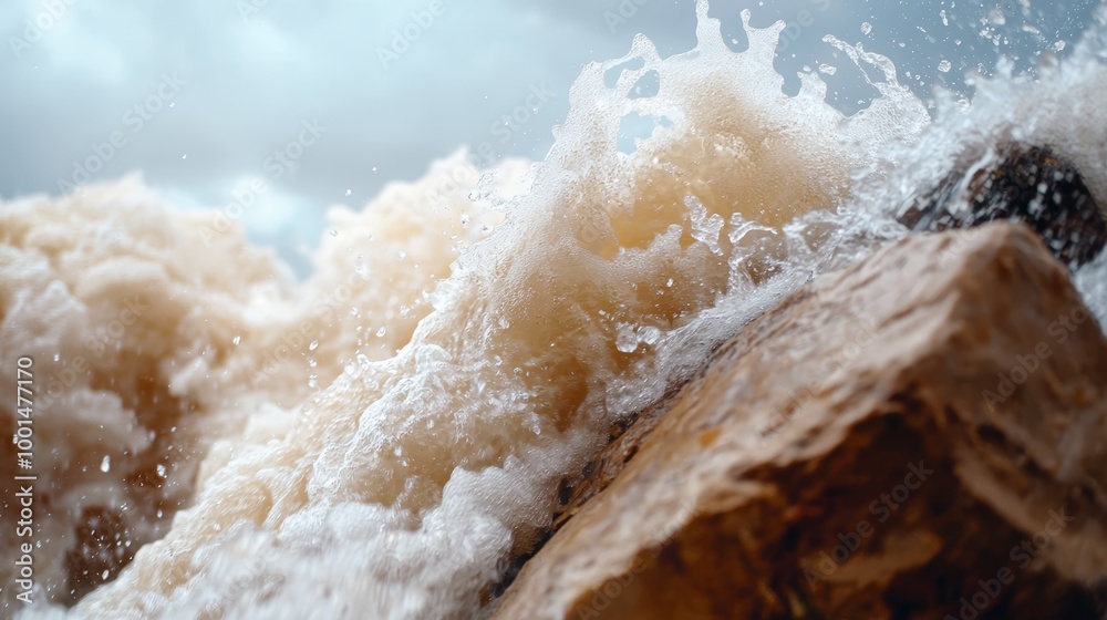 A close-up of water crashing through a canyon during a flash flood, rocks and debris swirling in the torrent A close-up of water crashing through a canyon during a flash flood, rocks and debris swirling in the torrent