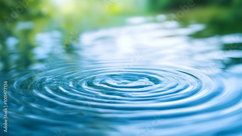 Close up of water ripple with a soft green background.