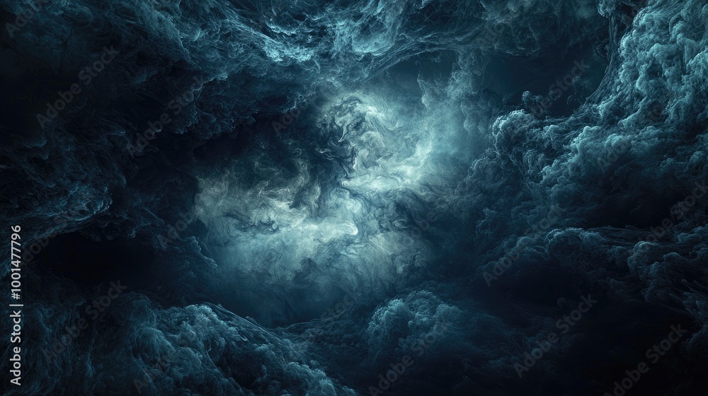 Obraz premium Characters: none, Description: a vast, formless darkness, Era: primordial, Clothing: none, Place: an abstract void, Action: still, Background: swirling dark