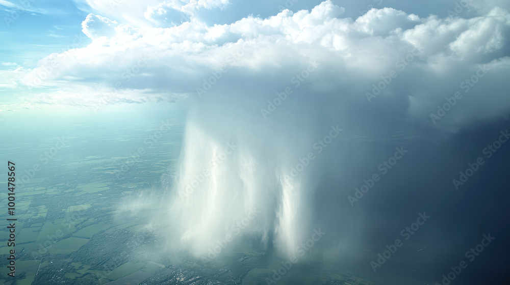 Obraz premium rain bomb weather phenomenon wet microburst. wet column of sinking air