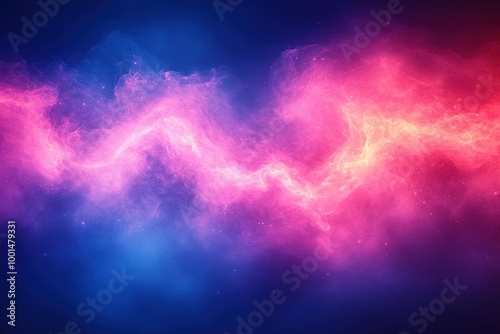 A colorful, swirling galaxy of pink and blue