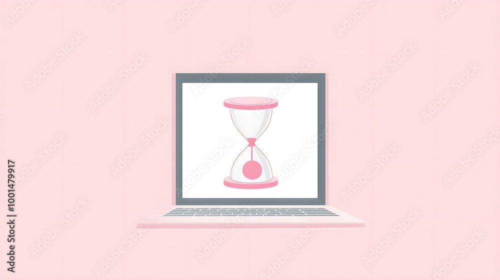 Hourglass Laptop Illustration for Time Management, efficiency, work, creative, productivity Hourglass Laptop Illustration for Time Management, efficiency, work, creative, productivity