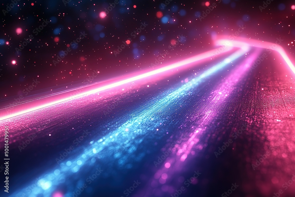 Obraz premium A bright pink, blue and purple line of sparkles