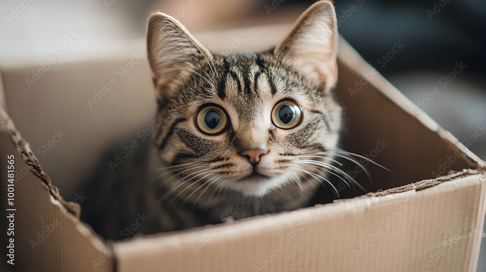 Curious Cat Inside a Cardboard Box Curious Cat Inside a Cardboard Box