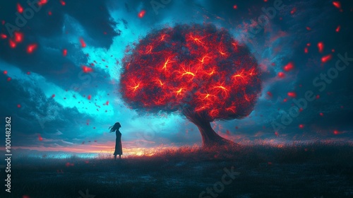 Inside a human mind, a person trapped in his own thoughts. Brain in the shape of a labyrinth. Decisions to be made. Choices to make. Mental problems, Intellectual difficulties. Ai generative photo