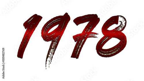 3D blood red number design of 1978 on white background.