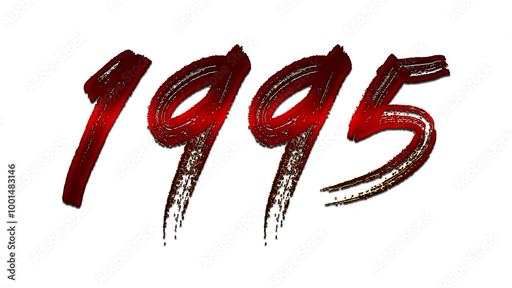 3D blood red number design of 1995 on white background. 3D blood red number design of 1995 on white background.