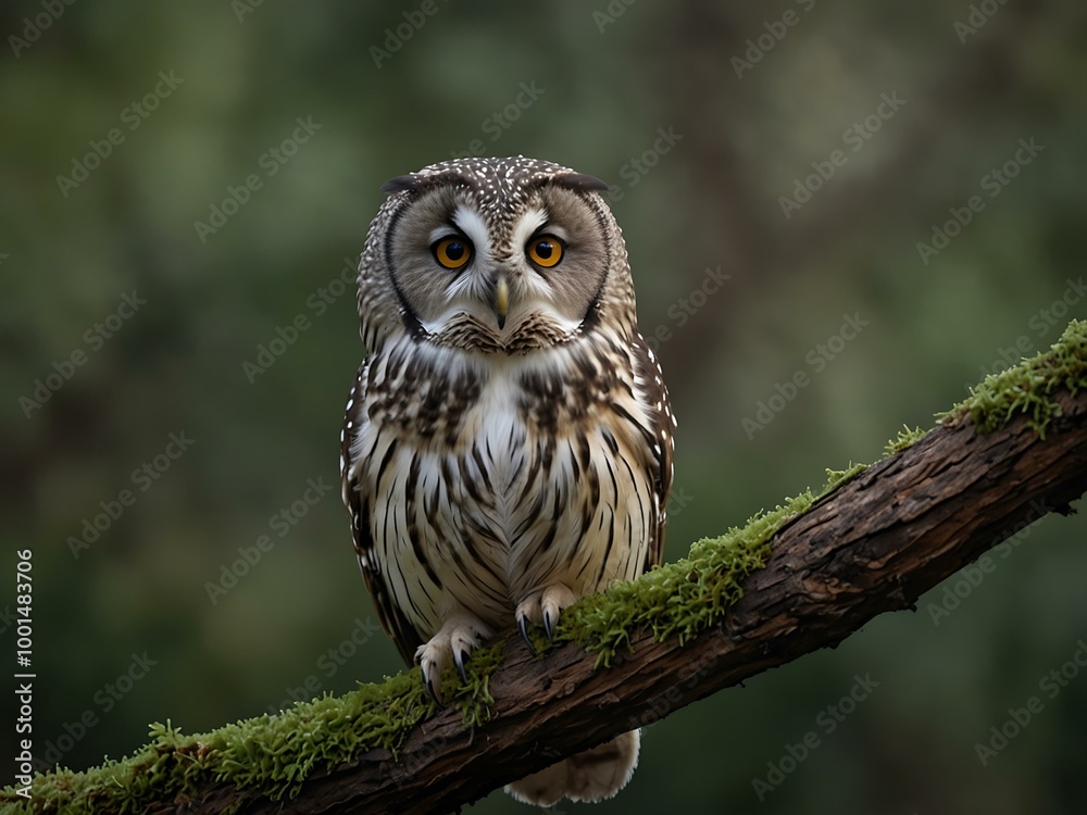 A solitary owl perched quietly. A solitary owl perched quietly.