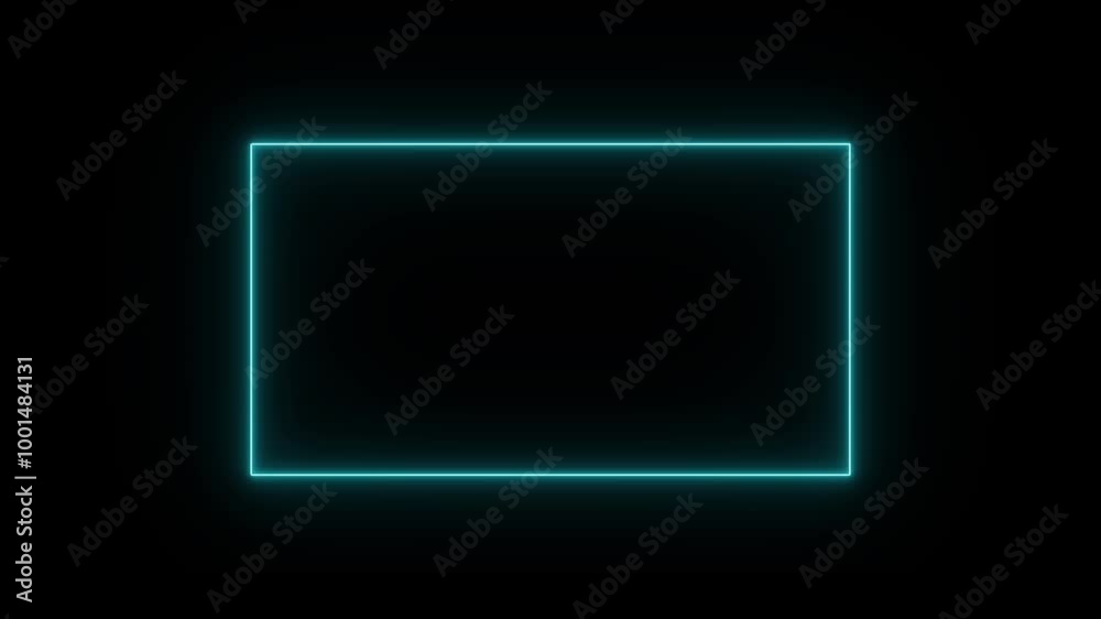 neon square frame animation video ,neon square frame glowing on black background. neon square frame animation video ,neon square frame glowing on black background.