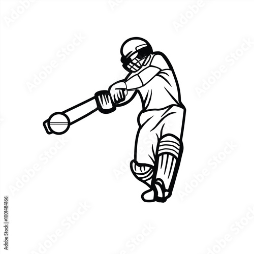  Black and white cricket vector design 