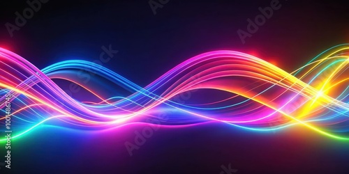 Vibrant Neon Illumination Waves Abstract Background with Colorful Motion Elements