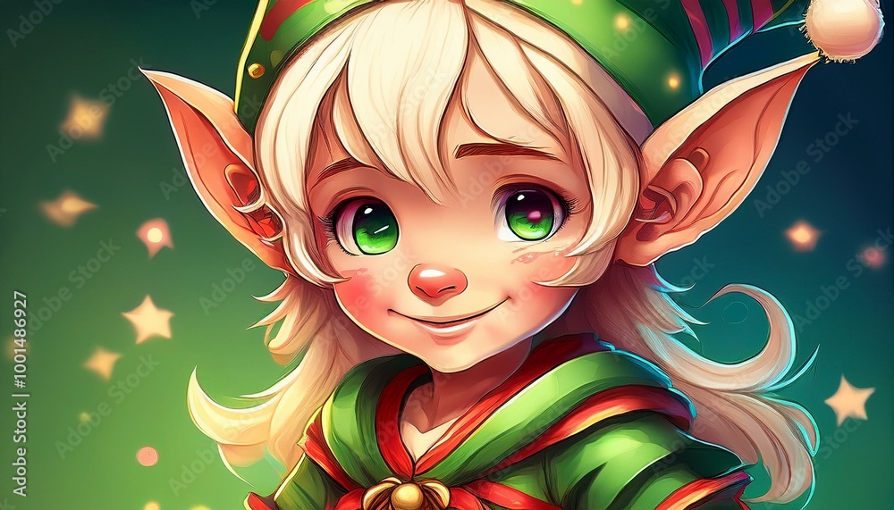 Fototapeta premium Cute elf, anime style illustration