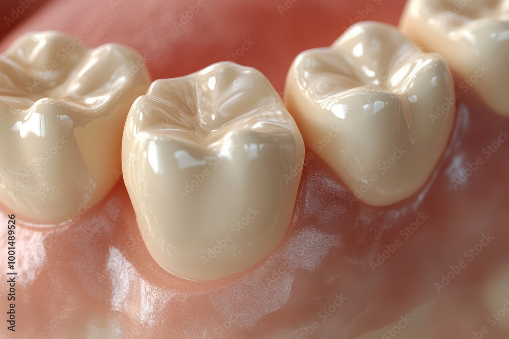 A close up of a set of teeth with the top teeth showing A close up of a set of teeth with the top teeth showing