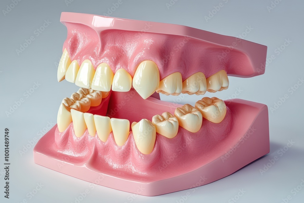 Obraz premium A close up of a model of a mouth with teeth