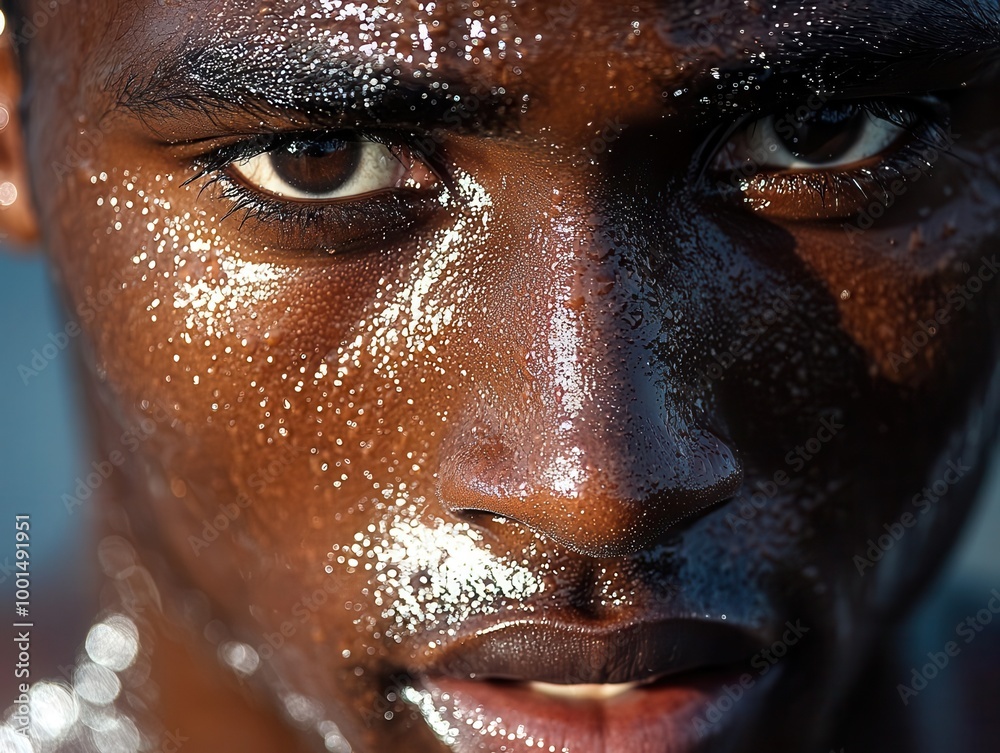 A close-up of a runner's face A close-up of a runner's face