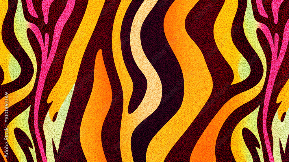 Summer colors zebra skin seamless print, detailed texture, vibrant hues, woman's casual blouse, casual design. Generative AI Summer colors zebra skin seamless print, detailed texture, vibrant hues, woman's casual blouse, casual design. Generative AI