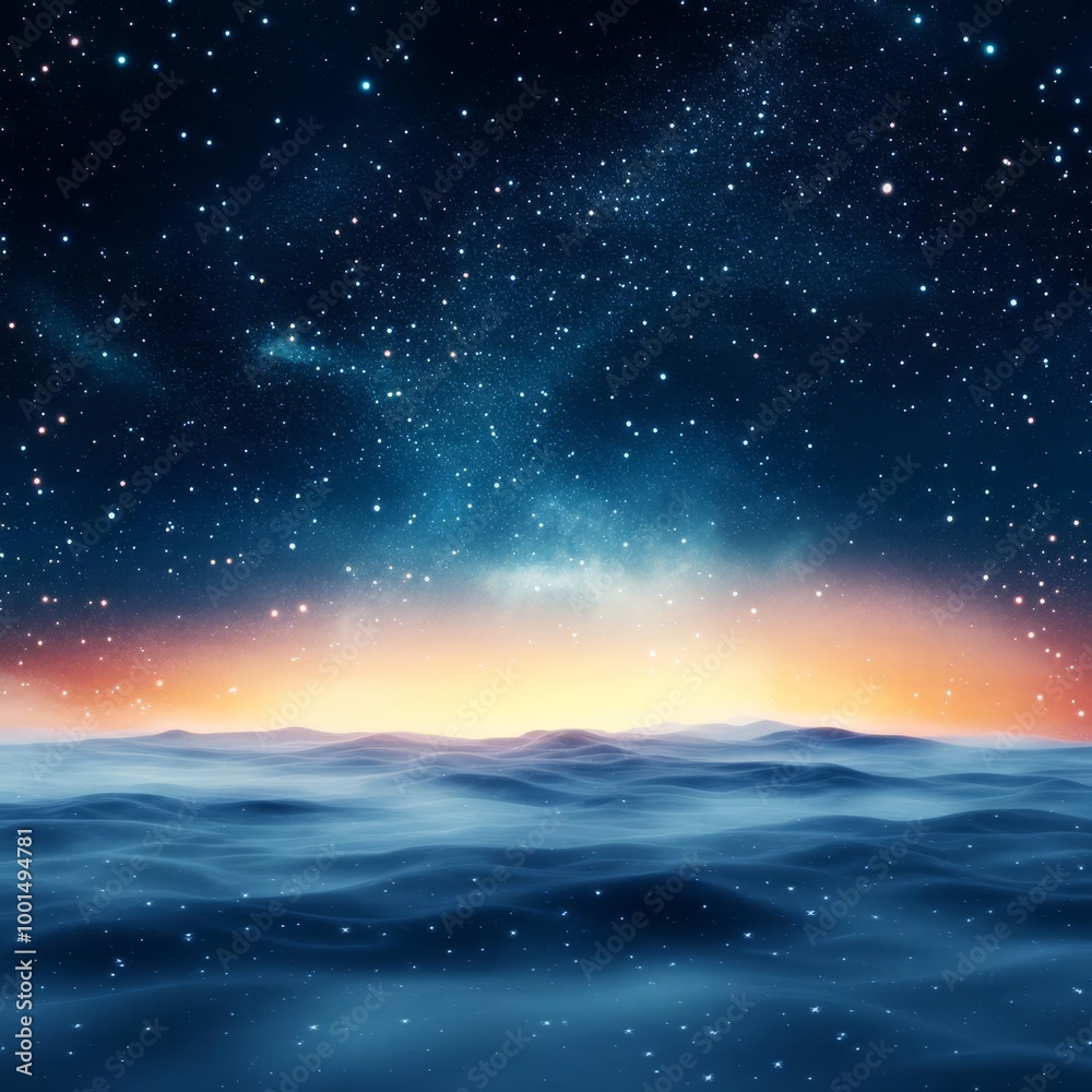 Night sky, fog swirling around stars, cosmic atmosphere, 3D illustration Night sky, fog swirling around stars, cosmic atmosphere, 3D illustration