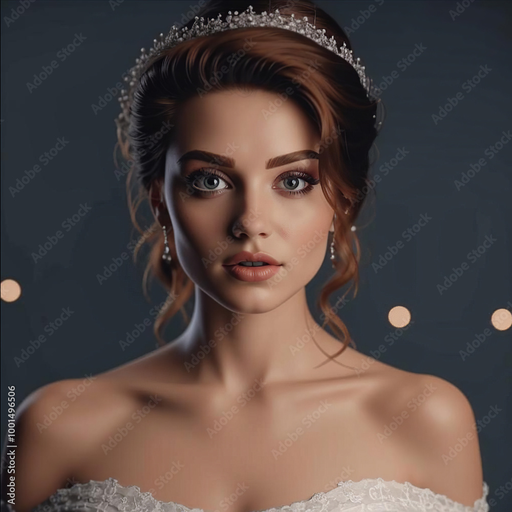 A bride wearing a delicate tiara, dressed in a beautiful white gown, looking elegant and timeless, perfect for a wedding day. A bride wearing a delicate tiara, dressed in a beautiful white gown, looking elegant and timeless, perfect for a wedding day.