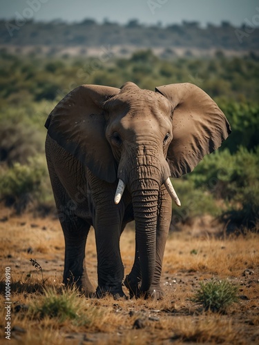 African elephant roaming in the wilderness.