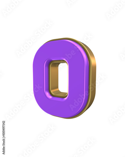 Gold And Purple 3d Number Render