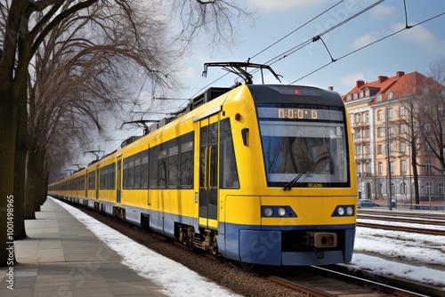 Sleek and simple modern minimalist public transport  empty tram or metro with clear lines