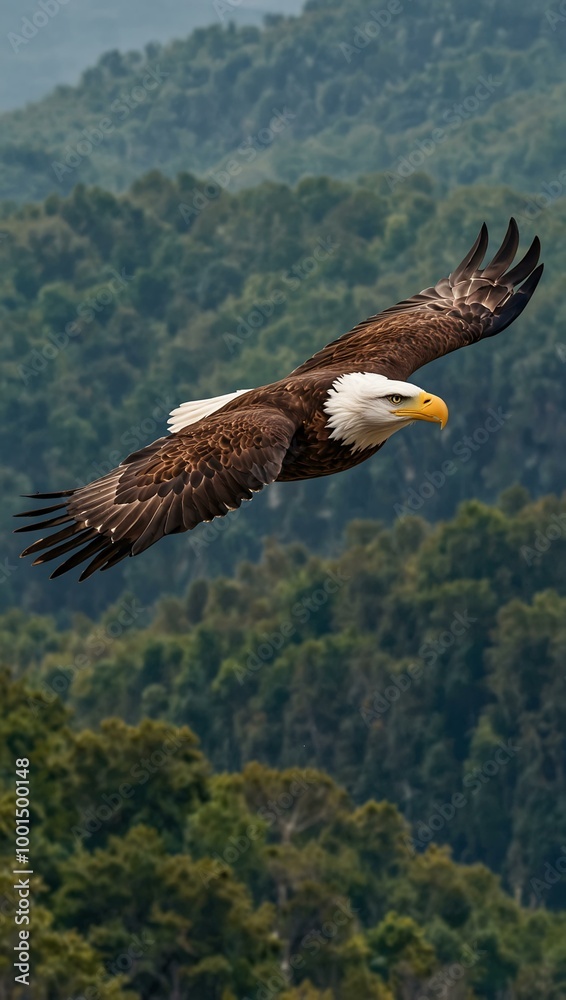 American eagle soaring through the sky. American eagle soaring through the sky.