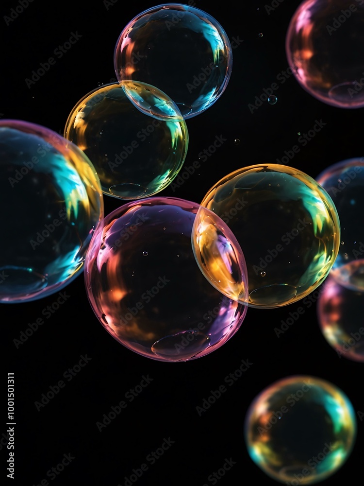Animation of soap bubbles on a black background. Animation of soap bubbles on a black background.