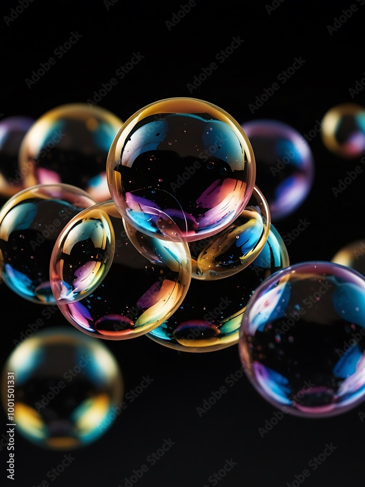 Animation of soap bubbles on a black background. Animation of soap bubbles on a black background.