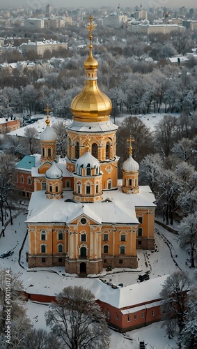 Another aerial view of Trinity Lavra of St. Sergius in winter. photo