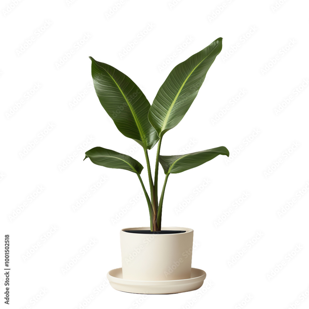 Green Bird of Paradise Plant in White Pot - Indoor Plant Decor Green Bird of Paradise Plant in White Pot - Indoor Plant Decor