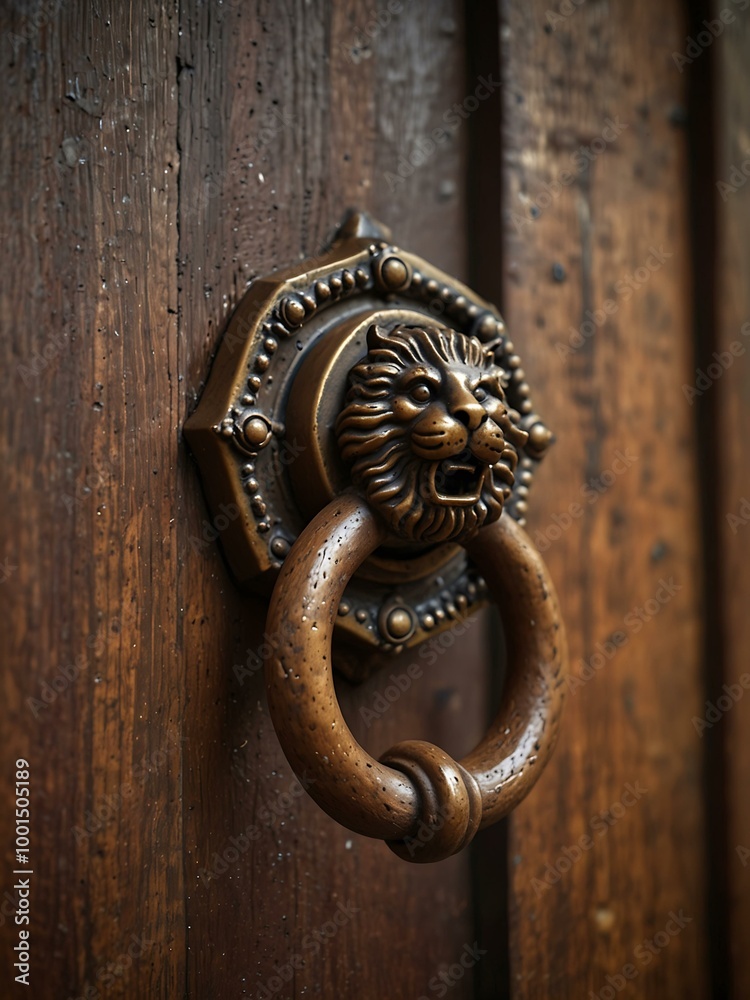 Antique door knocker detailed shot.