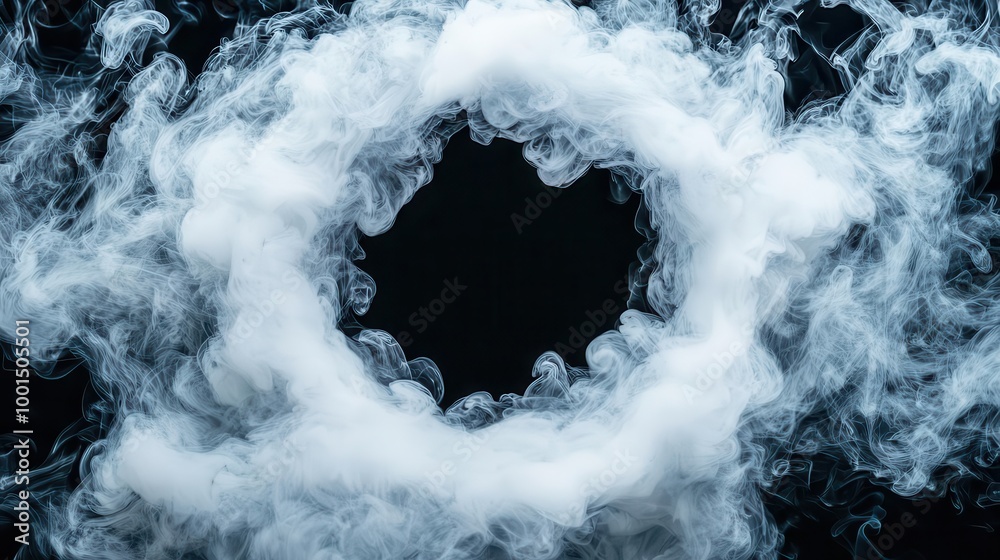 Smoke forming a vortex around a moving object, Object Wake, Flow pattern and turbulence study Smoke forming a vortex around a moving object, Object Wake, Flow pattern and turbulence study