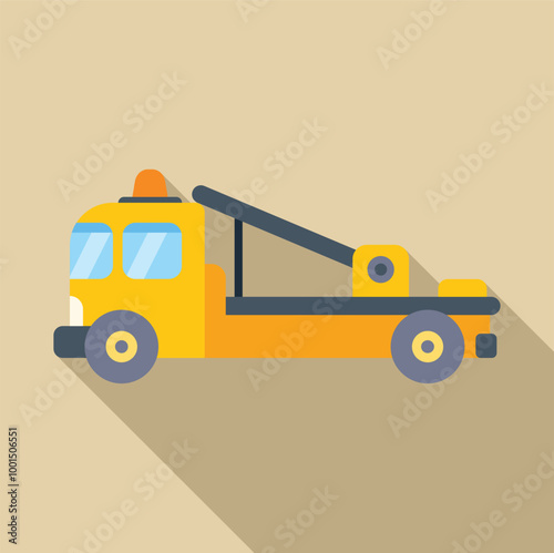 Yellow tow truck waiting to provide roadside assistance to help a broken down car get to a mechanic