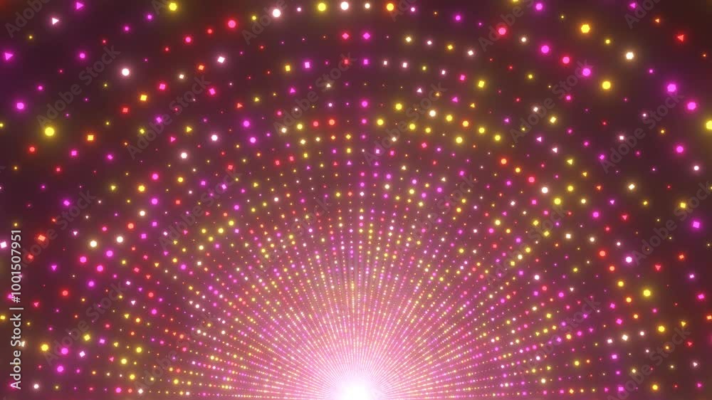 Spinning Pink Bright Neon Glowing Flashing Lights 3D Rotating Tunnel - 4K Seamless VJ Loop Motion Background Animation