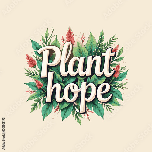 Plant hope quote typography, calligraphy design for t shirt, greetings card, calendar design idea. eco friendly, tree plantation, green movement t shirt design