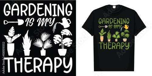 Plant T-Shirt for Women Funny Gardening Pattern Shirt Words Print Plant Lover Gift Casual Garden Top, Gardening is My Therapy Funny T-Shirt