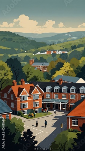 Basingstoke illustrated for a modern travel poster. photo