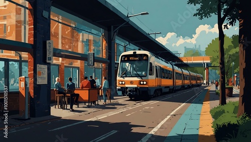 Basingstoke travel illustration in modern artistic style. photo